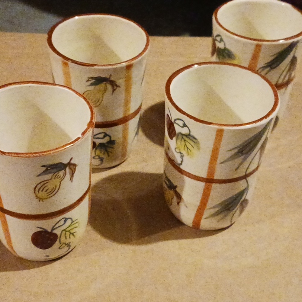 Hand painted ceramic tea or juice cups